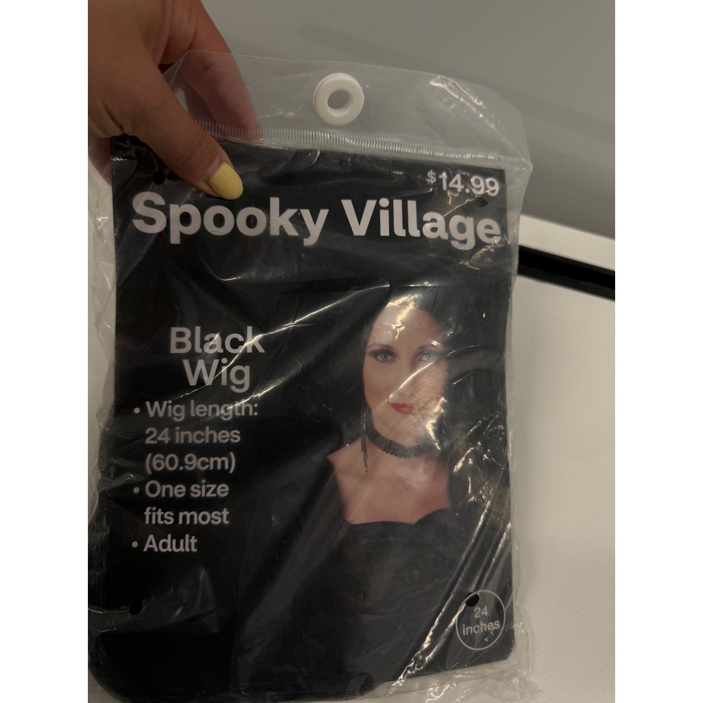 Spooky Village Black Wig 24 Inch Long Straight Adult One Size Costume Accessory